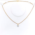 W Diamond Letter + 18k Gold Pendant 