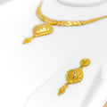 Charming Striped 22k Gold Necklace Set