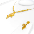 Sophisticated Decorative Floral 22k Gold Necklace Set