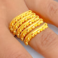 Upscale Floral Lined 22K Gold Spiral Ring