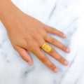 Reflective Floral 22K Gold Vanki Ring 