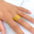 Vibrant Festive 22K Gold Spiral Meena Ring 