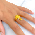 Radiant Tasseled 22K Gold Floral Ring
