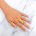 Dapper Beaded 22k Gold Elongated Ring