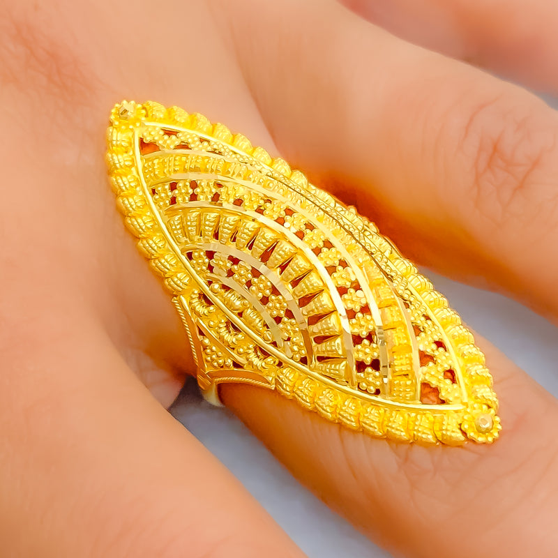 Extravagant Grand 22k Gold Elongated Ring 