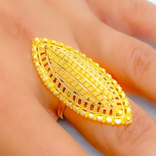 Royal Striped 22k Gold Elongated Ring