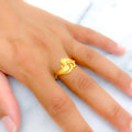Contemporary Satin Finish 22k Gold Ring 