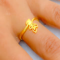 Delicate Decorative Leaf 22k Gold Ring 
