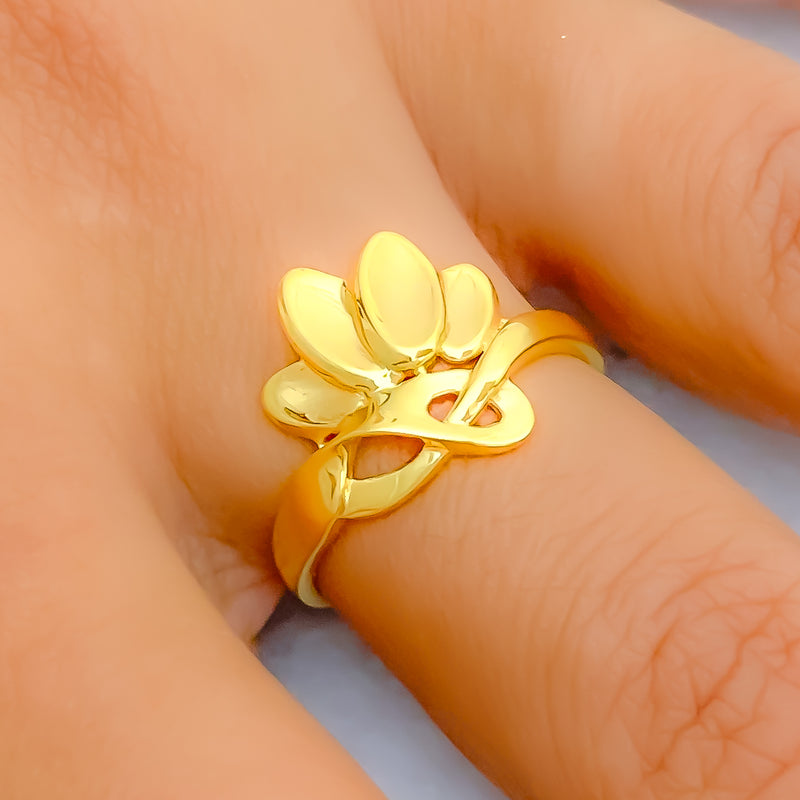 Distinct Half Flower 22k Gold Ring 