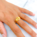 Striped Triple Oval 22k Gold Ring 