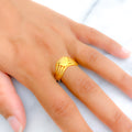 Palatial Triangular Striped 22k Gold Ring 