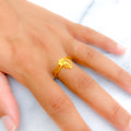 Lightweight Floral 22k Gold Ring 