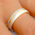 Magnificent Two-Tone Brush Finished 22k Gold Band 