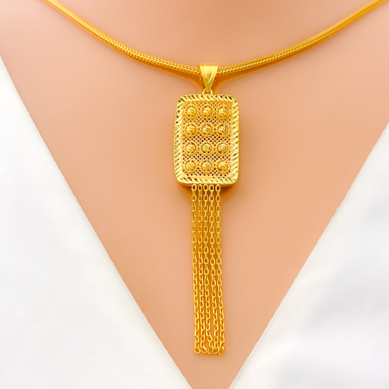 Luminescent Rectangular 22k Gold Pendant