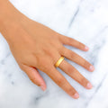 Delightful Striped Textured 22k Gold Band 