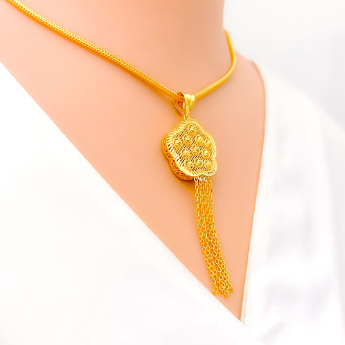 Majestic Glowing Flower 22k Gold Pendant