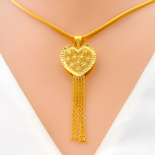 Glimmering Sophisticated Heart 22k Gold Pendant