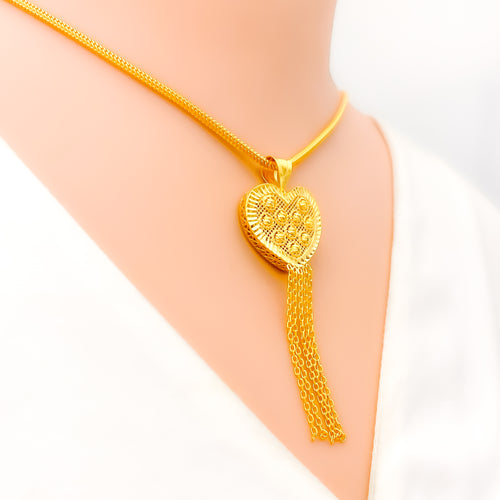 Glimmering Sophisticated Heart 22k Gold Pendant