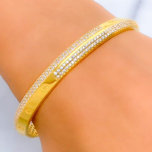 Leaf Accented Diamond + 18k Gold Bangle Bracelet – Andaaz Jewelers