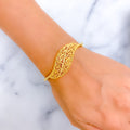 Shiny Wavy Leaf 21k Gold Bangle Bracelet