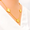 Majestic Glowing Clover 22k Gold Necklace
