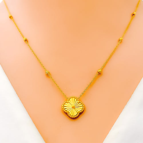 Sleek Sophisticated 22k Gold Clover Necklace