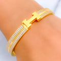 Special Double Lined 21k Gold CZ Bangle Bracelet 