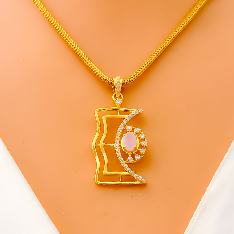 opulent-jazzy-22k-gold-cz-pendant-set