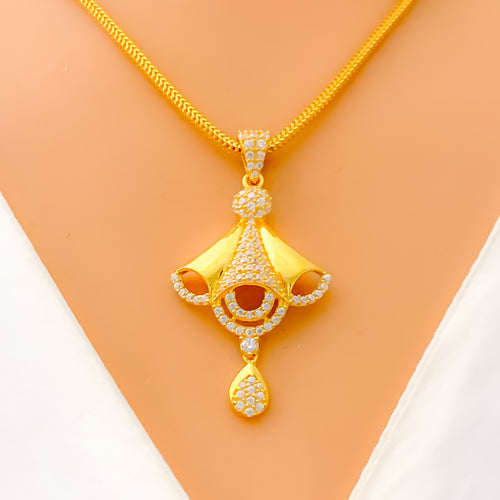 gleaming-chic-22k-gold-cz-pendant-set