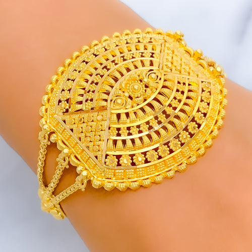 Elevated Festive Oval 22K Gold Statement Bracelet