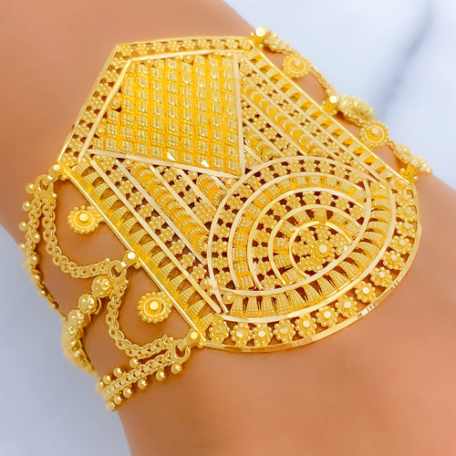 Intricate Decorative 22K Gold Statement Bracelet