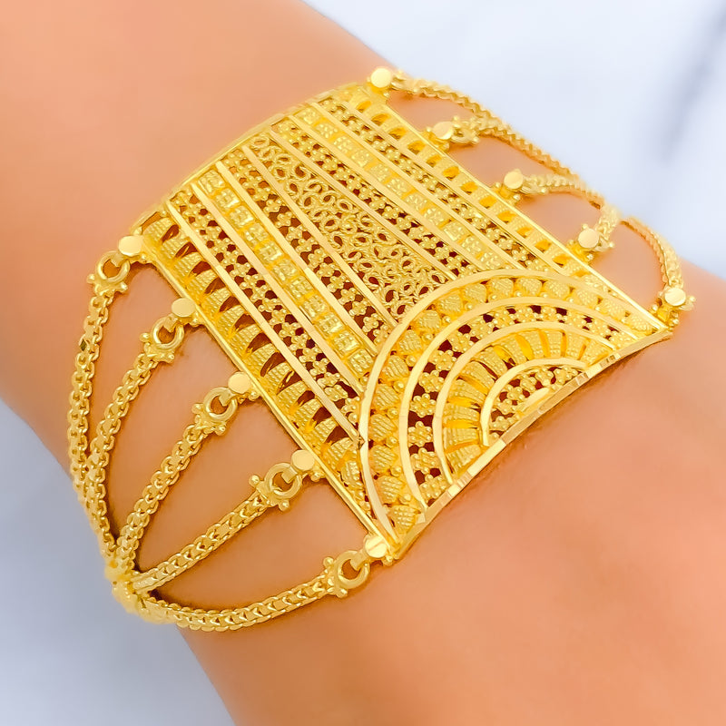 Shimmering Jali 22K Gold Statement Bracelet