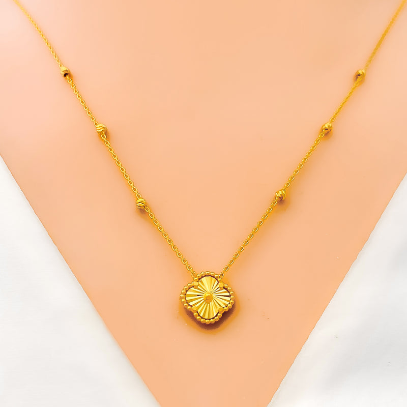 Petite Blush Clover 22k Gold Necklace 