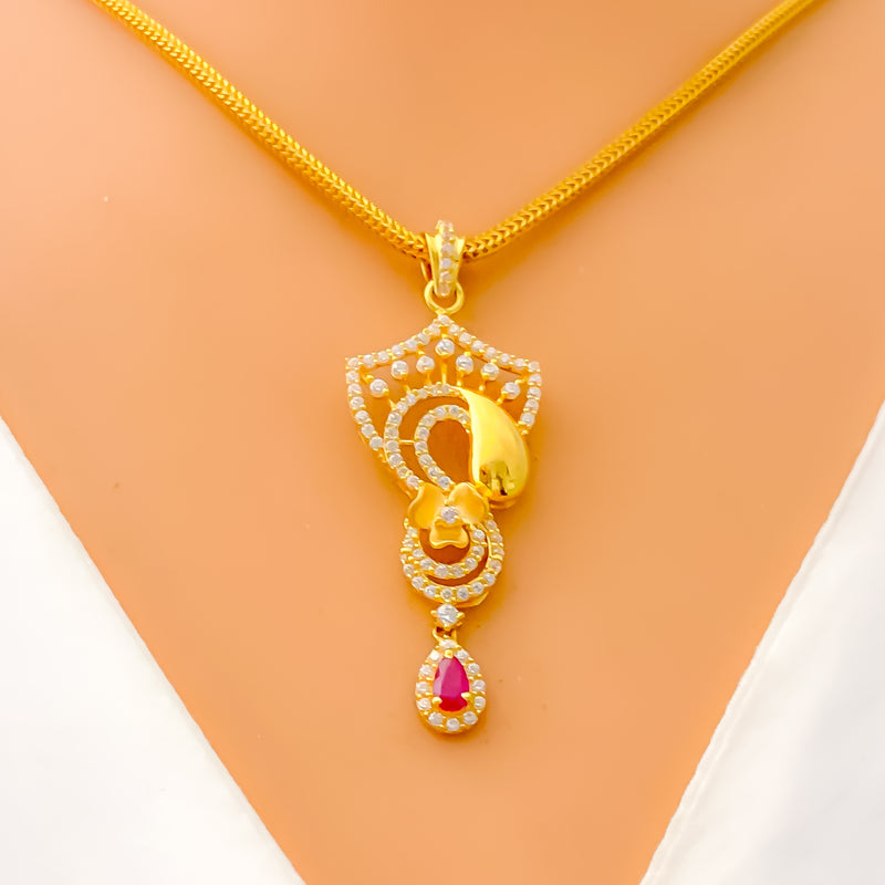 delightful-onate-22k-gold-cz-pendant-set