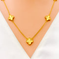 Opulent Glowing 22k Gold Clover Necklace 