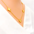 Opulent Glowing 22k Gold Clover Necklace 