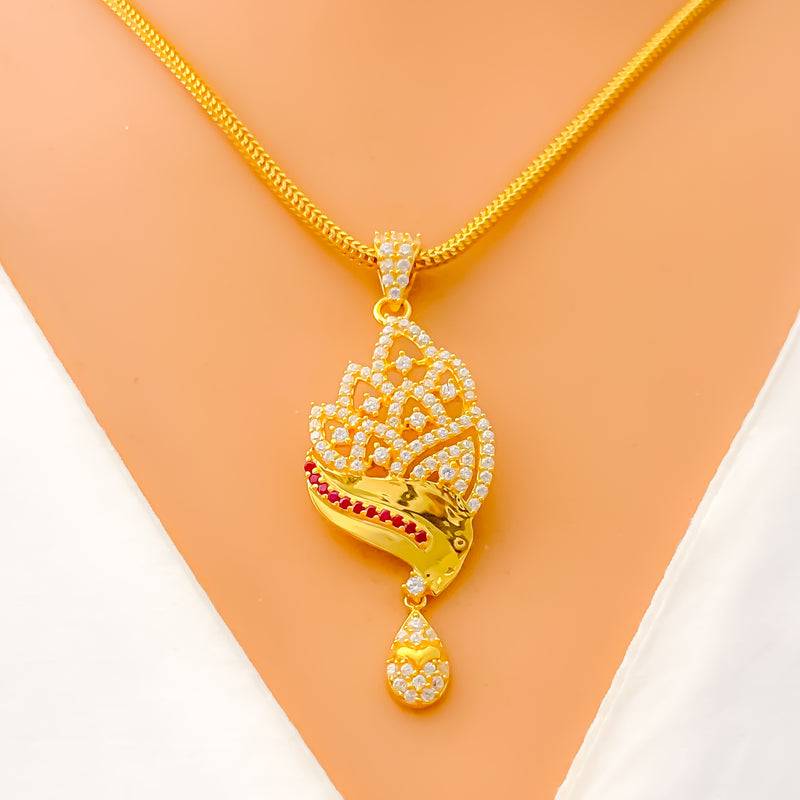 brilliant-polished-22k-gold-cz-pendant-set