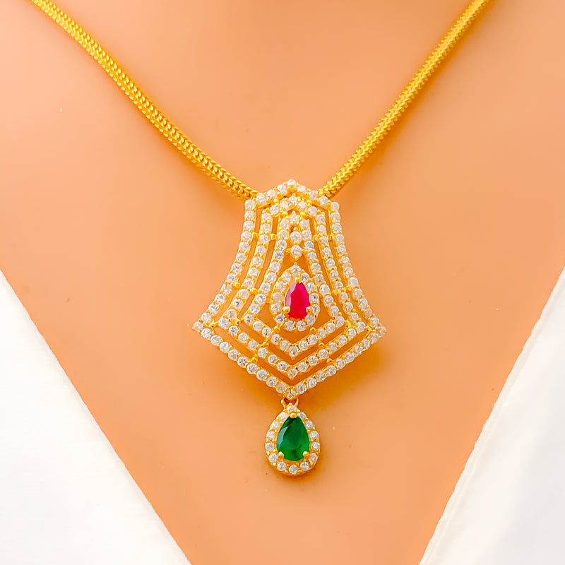 glowing-colored-22k-gold-cz-pendant-set