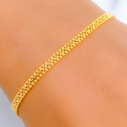 Slender 22k Gold Flat Bead Chain Bracelet 
