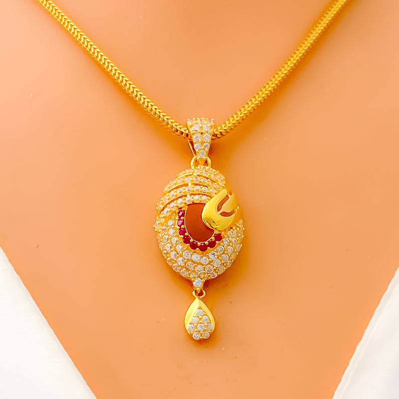 stylish-charming-22k-gold-cz-pendant-set