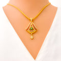 artistic-multi-color-22k-gold-cz-pendant-set
