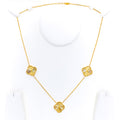Lavish Twinkling 22k Gold Clover Necklace