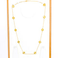 Regal Shimmering 22k Gold Long Clover Necklace