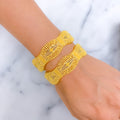 Extravagant Checkered Netted 22k Gold Bangles 