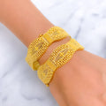 Extravagant Checkered Netted 22k Gold Bangles 