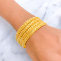 Reflective Rhombus 21k Gold Bangles 