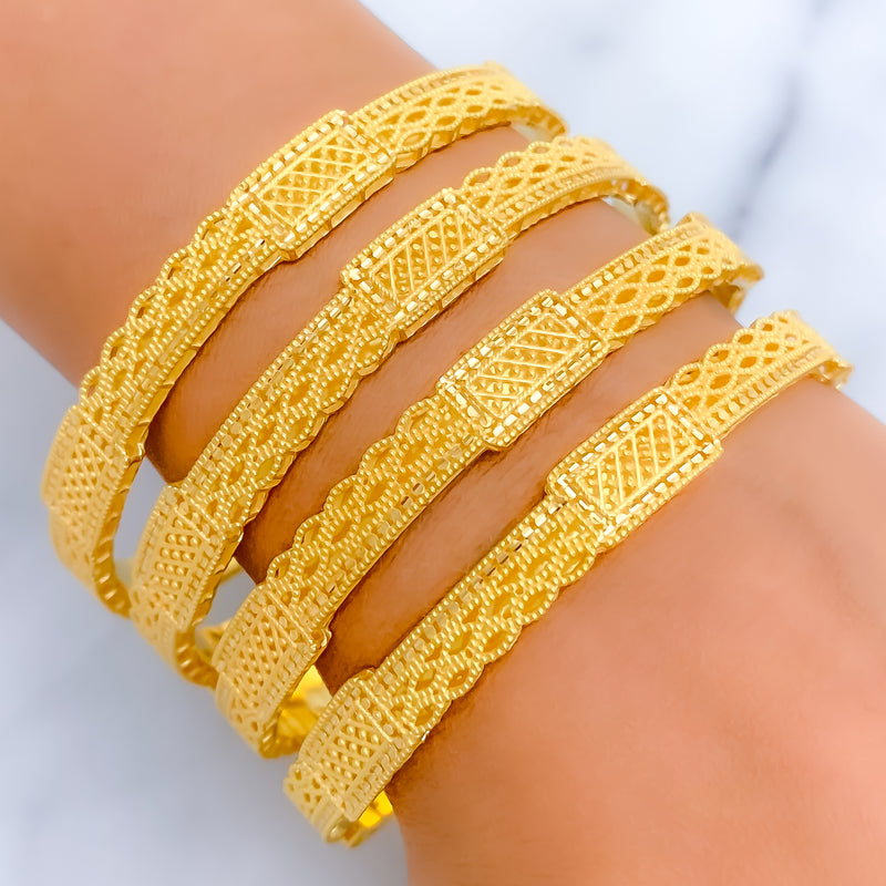 Extravagant Netted 21k Gold Bangles 