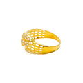 Checkered Leaf 22k Gold CZ Ring