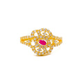 Graceful Floral 22k Gold CZ Ring