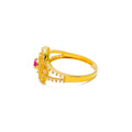 Graceful Floral 22k Gold CZ Ring